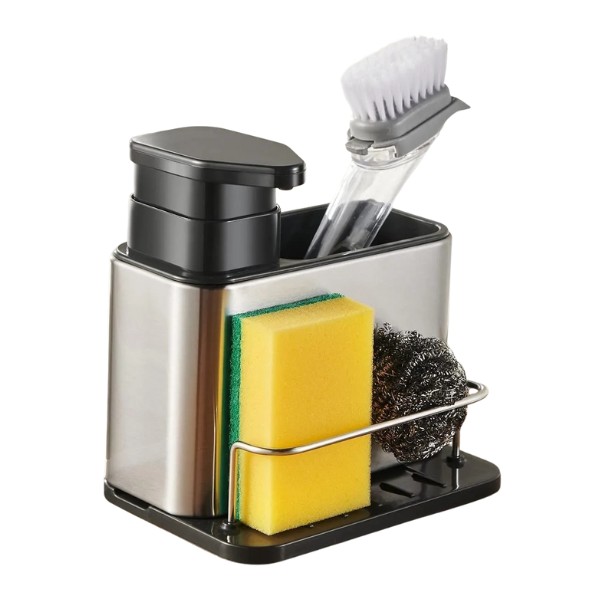 Dispensador De Jabón Para Platos 3 En 1 Soporte De Esponja