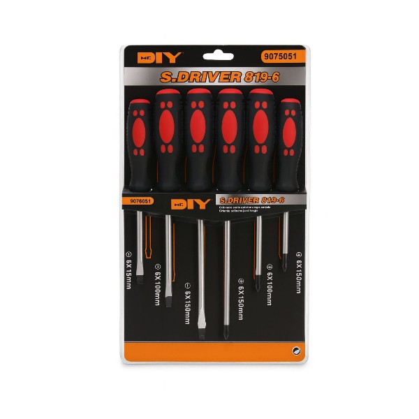 Set Destornilladores 6 Piezas Profesional | Punta Plana y Mango Antideslizante