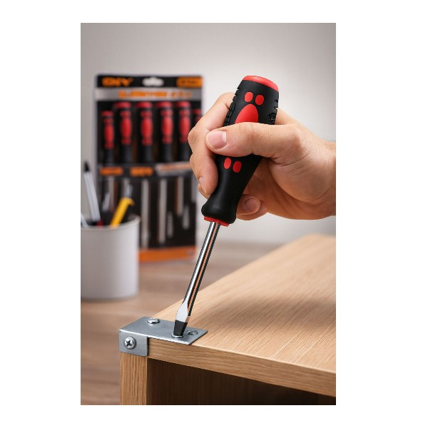 Set Destornilladores 6 Piezas Profesional | Punta Plana y Mango Antideslizante