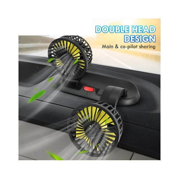 Ventilador Para Automóvil 12v Doble Cabeza Ajustable
