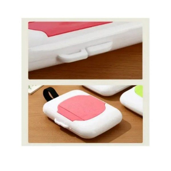 Porta Toallas Húmedas Portátil Para Niños Rosado Dispensador