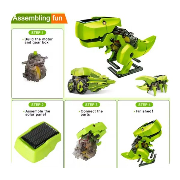 Robot Solar Armable 3 en 1 Ensamblaje Dinosaurio