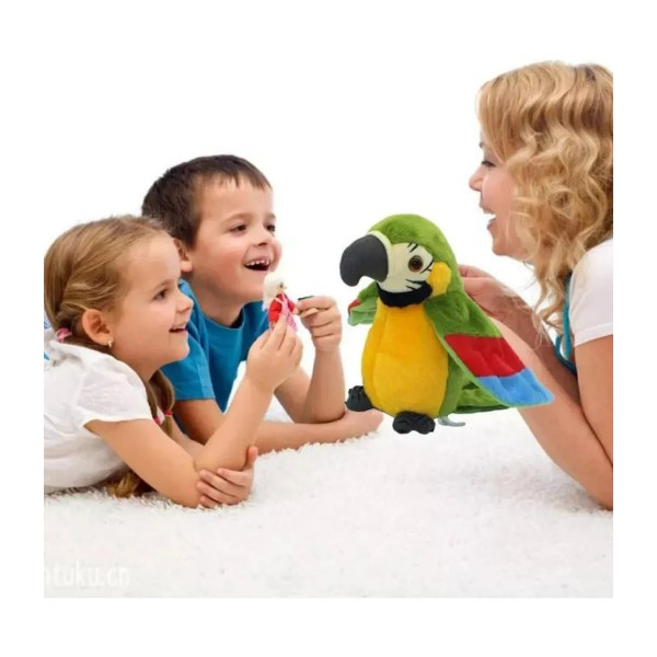 Robot Loro Repite Habla Baila Alas Peluche Pájaro Guacamaya