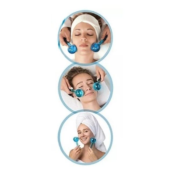 Globos De Hielo 2 Rodillos Facial Masajeadores Cristal