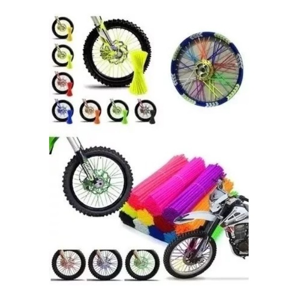 Set Cubre Rayos Popotes Moto Bicicleta Colores 72 Unidades