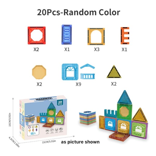 Bloques Magnéticos 20 Pcs. Magnetic Building Tiles