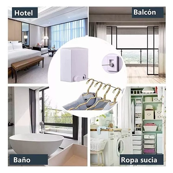 Tendedero Retractil Ropa Colgador Logia Acero Inoxidable