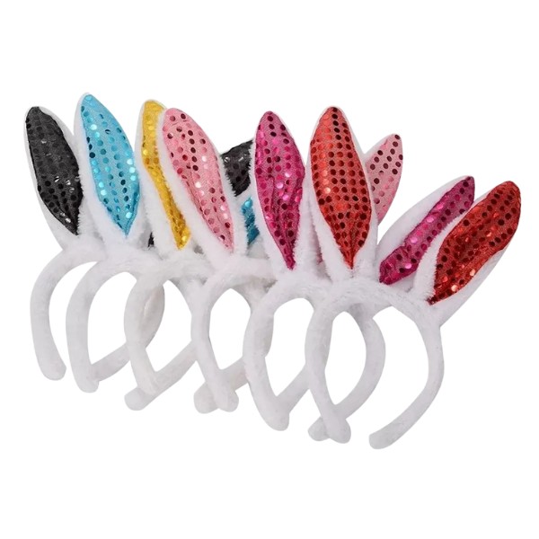 Cintillo Orejas Conejo Lentejuelas Cotillón Conejito Pascua