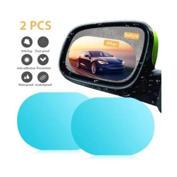 Kit Par Lamina Espejo Retrovisor Anti Lluvia Impermeable
