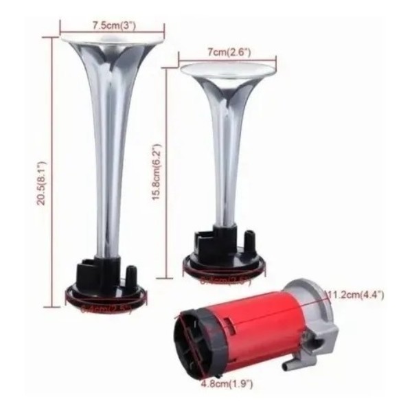 Doble Bocina Electrica Trompeta Aire Cromada Auto Camion 12v