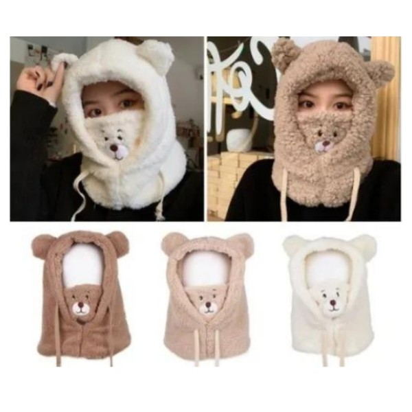 Gorro Pasamontaña Oso Felpa Chiporro Mascarilla Niñas/niños