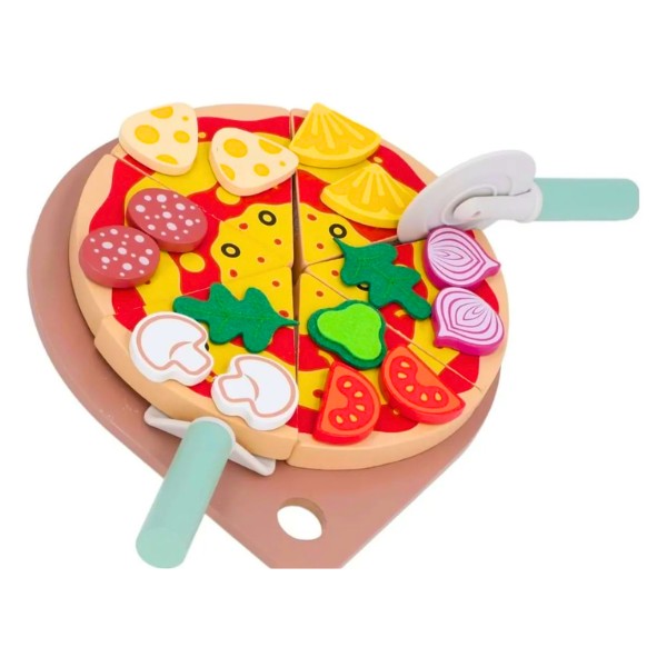 Pizza Armar Y Cortar Juguete Madera Didáctico
