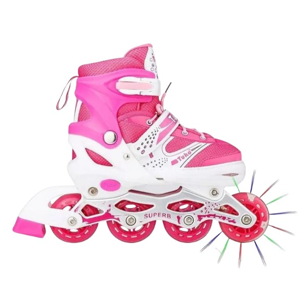 Patines Lineales Ajustables Con Luz + Kit Protección
