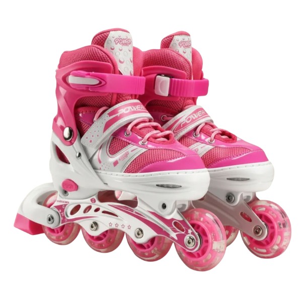 Patines Lineales Ajustables Con Luz + Kit Protección