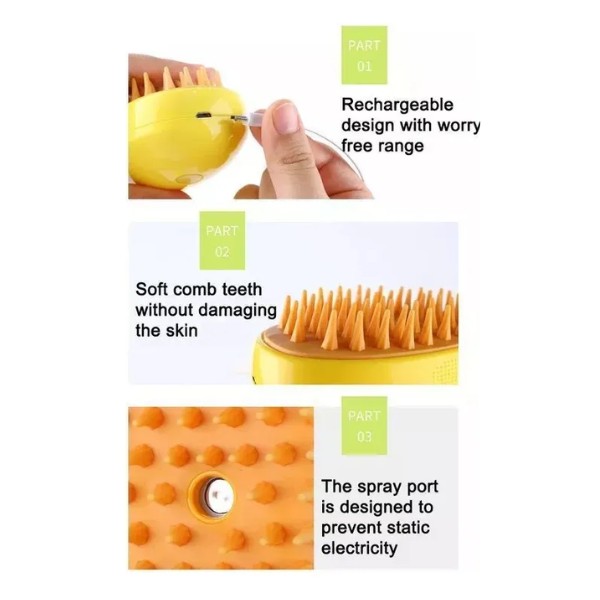 Cepillo De Vapor Para Perro Gatos Mascotas Limpiador 3en1