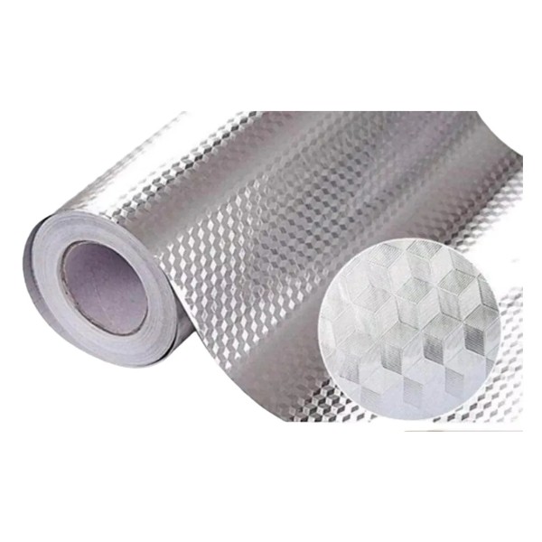 Papel Aluminio Autoadhesivo Para Cocina Plateado Muebles