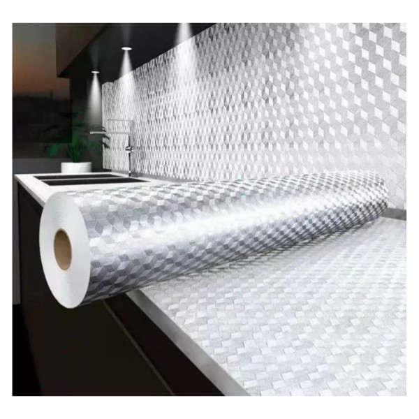 Papel Aluminio Autoadhesivo Para Cocina Plateado Muebles