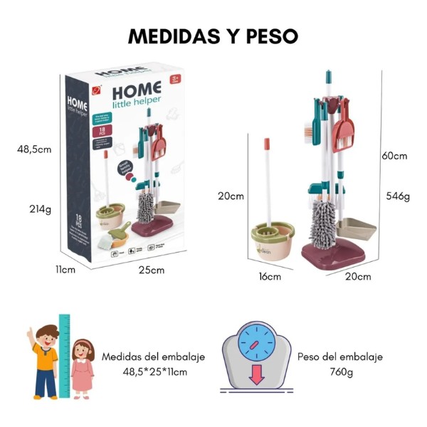 Set De Aseo Juguete De Limpieza Para Niños Didactico 18 Pcs