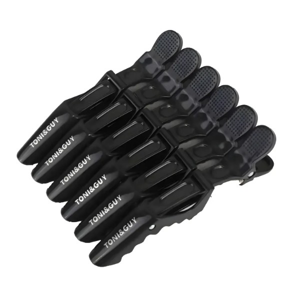 Set Tomador De Cabello Tipo Cocodrio Peluqueria 6und Negro