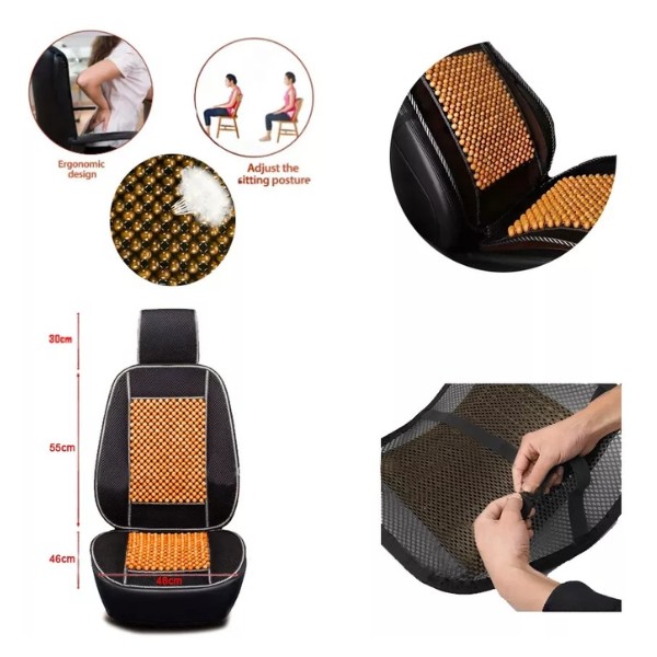 Espaldar Bolas Madera Corrector Postura Asiento Auto/sillas