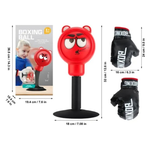 Kit Mini Boxeo Infantil con Guantes y Base Roja