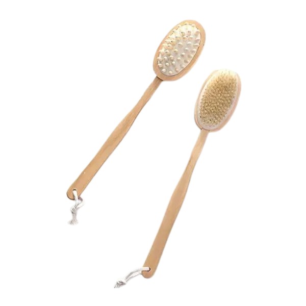 Cepillo De Ducha 2 en 1 Con Mango De Madera