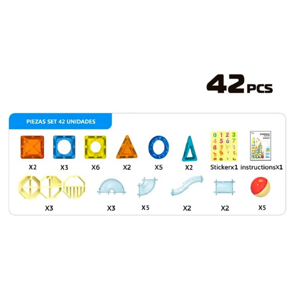 Juego Bloques Magneticos Construccion 42 Piezas Tobogan