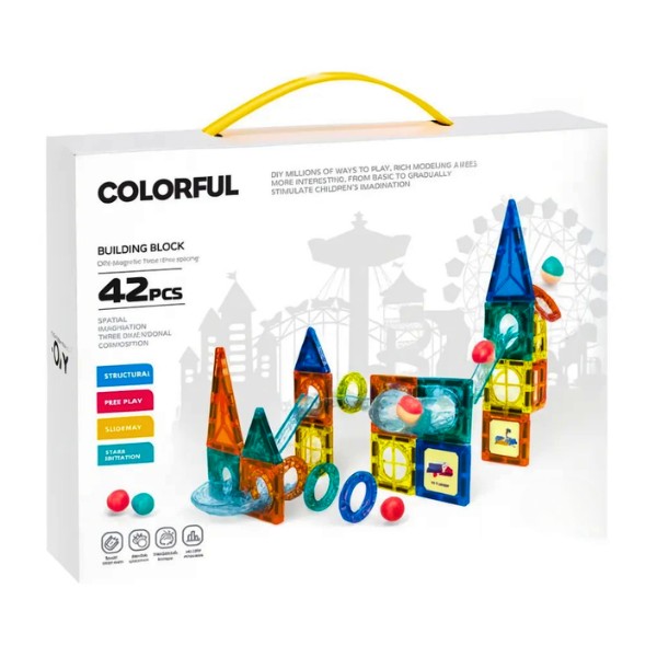 Juego Bloques Magneticos Construccion 42 Piezas Tobogan