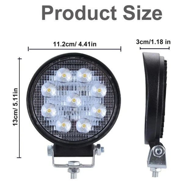 Par Luces Foco Neblinero Led 27w 4x4 Auto Camion Redondo