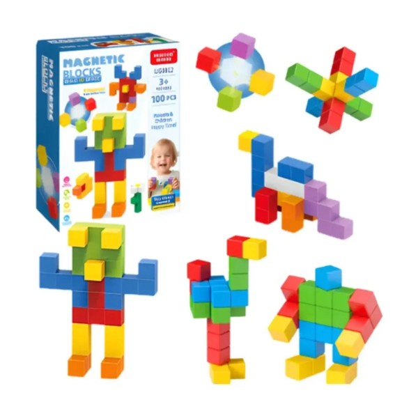 Juego De Bloques De Construcción Magnéticos 3d 100 Piezas