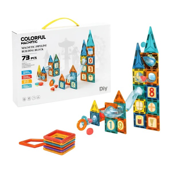 Juego Bloques Magneticos Construccion 73 Piezas Tobogan
