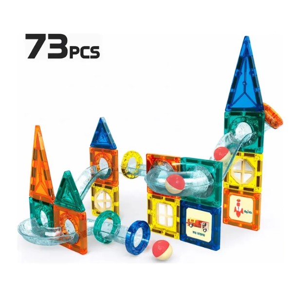 Juego Bloques Magneticos Construccion 73 Piezas Tobogan