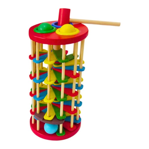 Torre Pista De Bolas Madera Juguete Sensorial Martillo Bebé