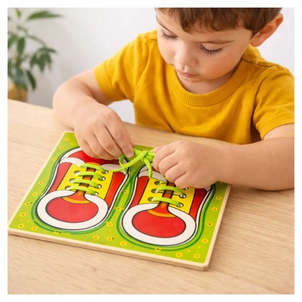 Zapato Didáctico Madera Aprender Amarrar Cordones