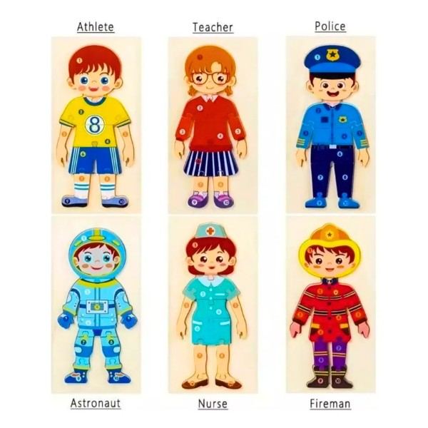 Rompecabezas 3d De Madera Para Niños Rol De Profesiones