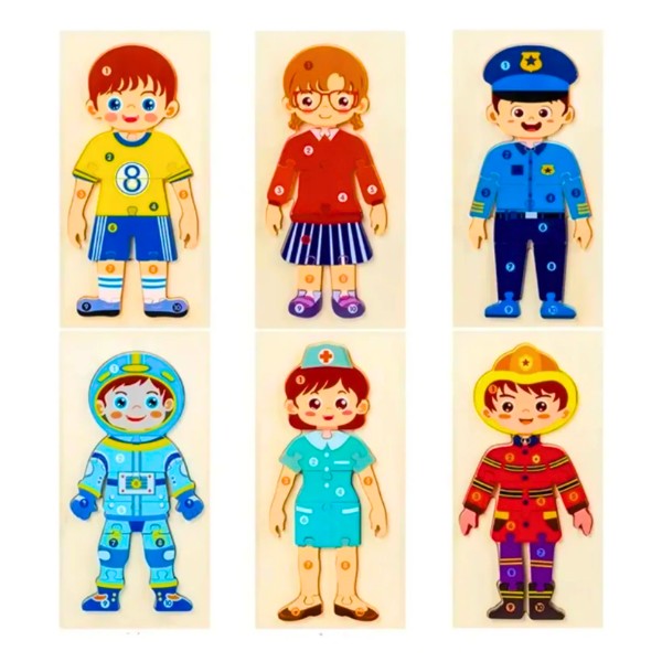 Rompecabezas 3d De Madera Para Niños Rol De Profesiones