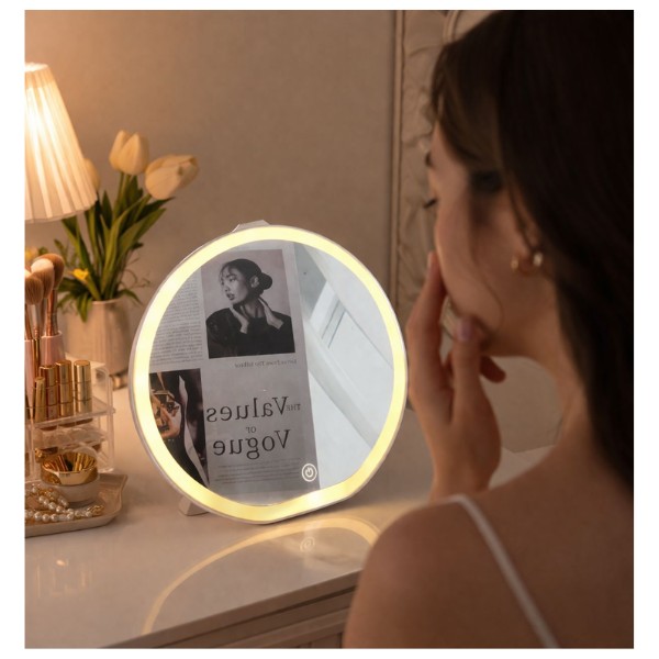 Espejo Maquillaje Led Regulable Táctil Portátil Recargable