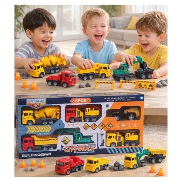 Set de 6 Camiones de Construcción de Juguete