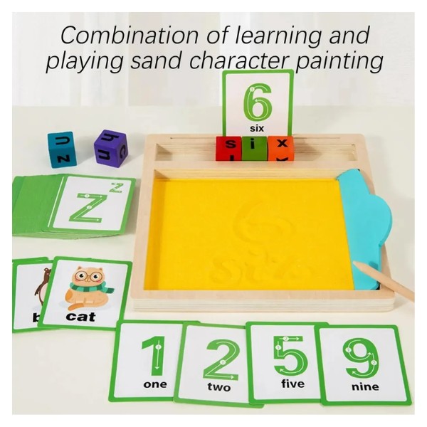 Caja Sensorial Arena Tarjetas Educativas Letras Y Números