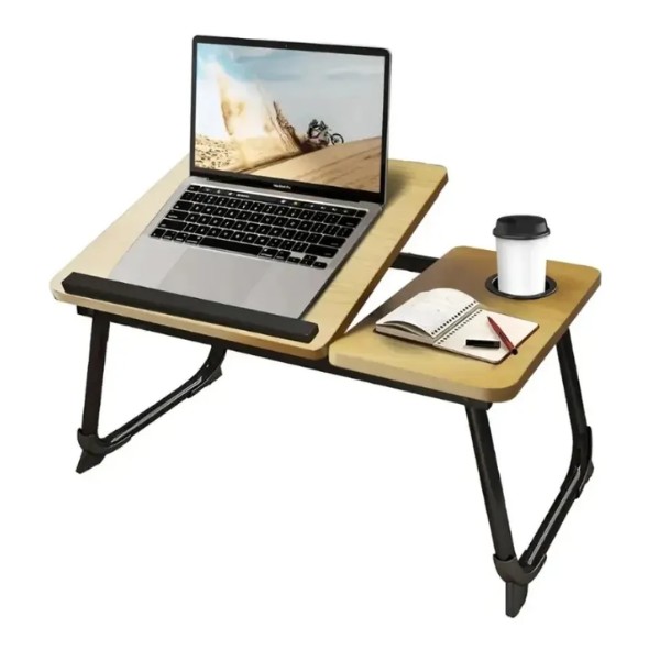 Mesa Portátil Plegable Ajustable Madera Acero 55x32cm