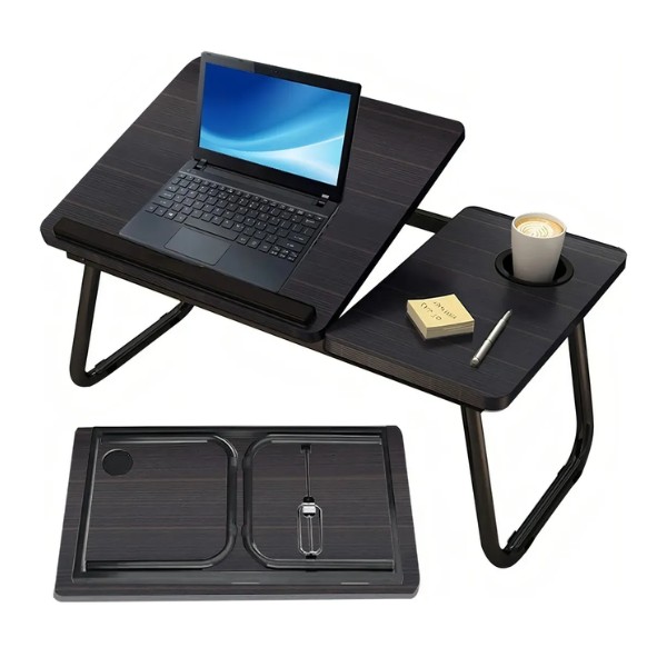 Mesa Portátil Plegable Ajustable Madera Acero 55x32cm