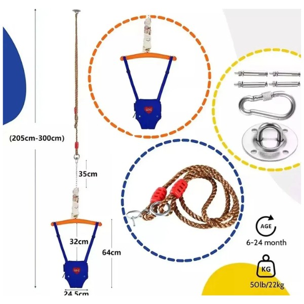 Saltador Para Bebé,con Gancho P/techo,bebé Silla De Rebote