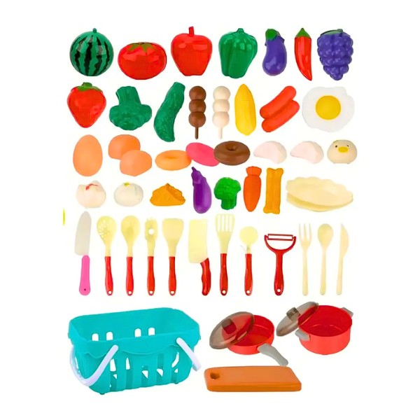 Juguete Canasto De Frutas Y Verduras Con 50pzs