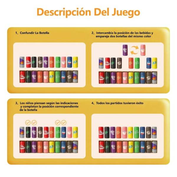 Juego De Memoria Adivina El Orden Con Botellitas De Colores