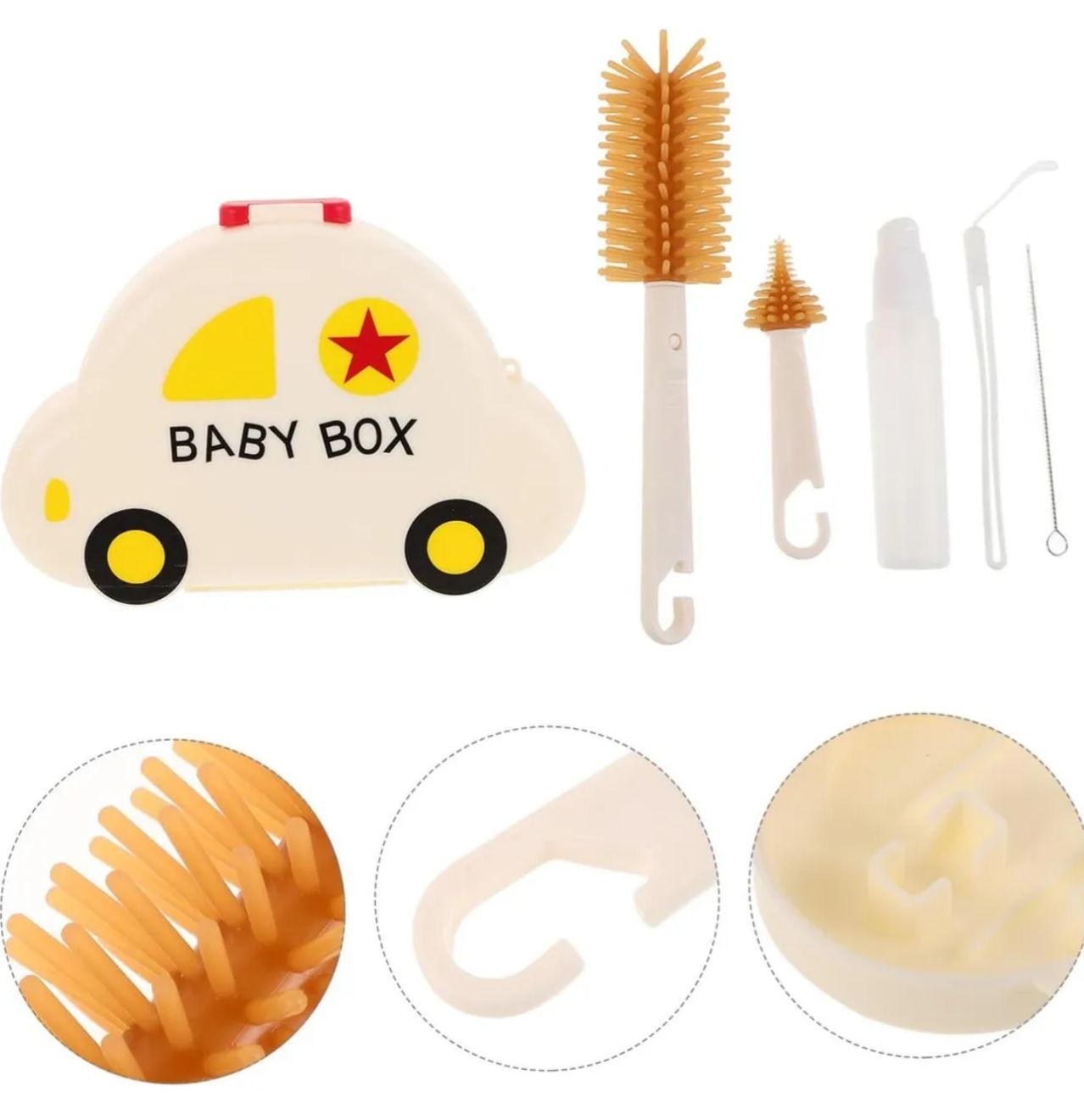 Kit Limpiador de Biberones 4 en 1 Portátil con Estuche