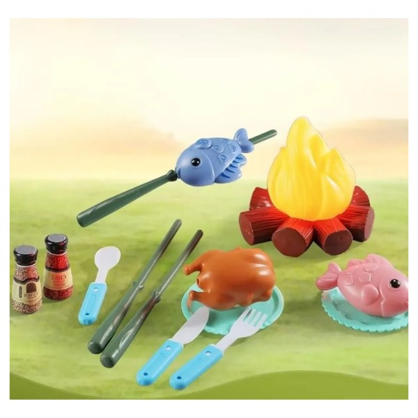 Set Camping Infantil Juguete Con Fogata Y Accesorios