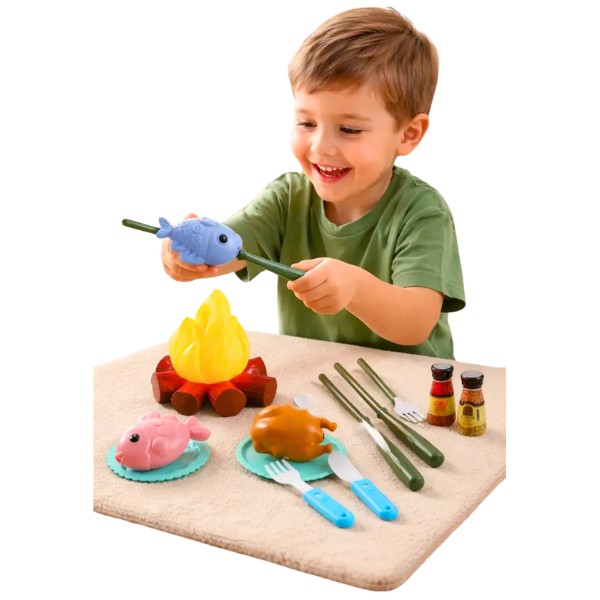 Set Camping Infantil Juguete Con Fogata Y Accesorios
