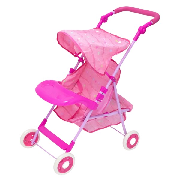 Coche Para Muñecas Plegable Rosado Con Canasto