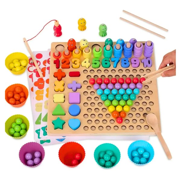 Juego Educativo Madera Números Colores Niños Didáctico