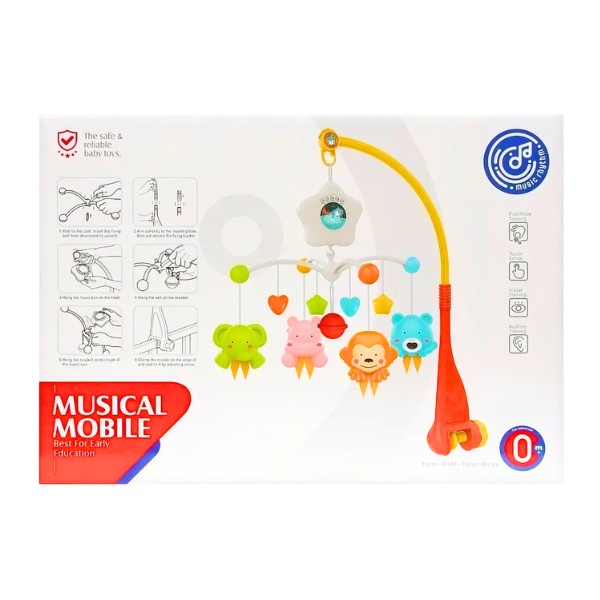 Movil Musical Bebe Cuna Proyector Sonajero Luz Sonido Gira